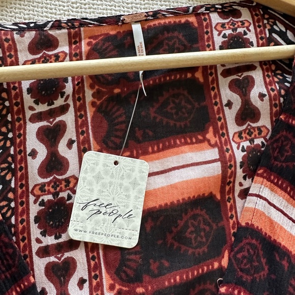 Free People NWT Rosalie Bell Sleeve Faux Wrap Blouse - Picture 7 of 9